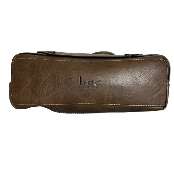 BOC Floral Shoulder Bag Brown Trim Hobo Purse Multi Pocket - Picture 5 of 9